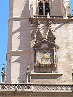 Lyon, Cathedrale Saint Jean, facade, horloge
